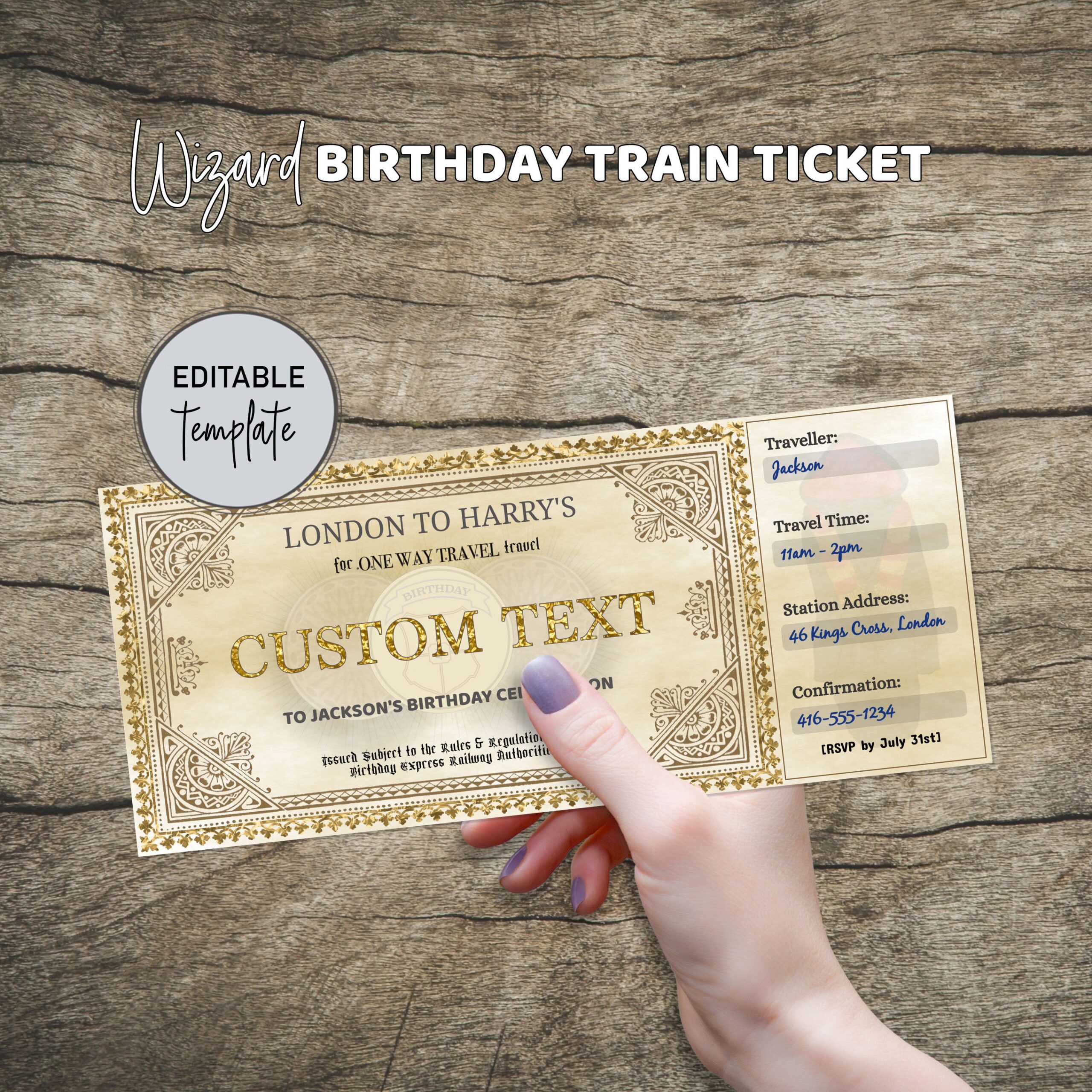 Harry Potter Platform Editable Ticket Printable