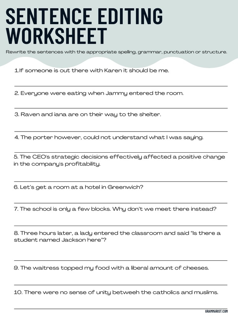 Editing And Proofreading Worksheets 15 Worksheets Worksheets Library