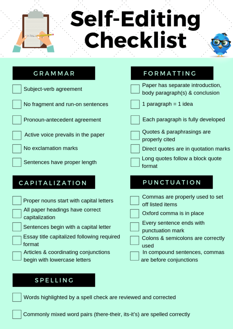Editing Checklist Check Your Paper Mechanics EduBirdie
