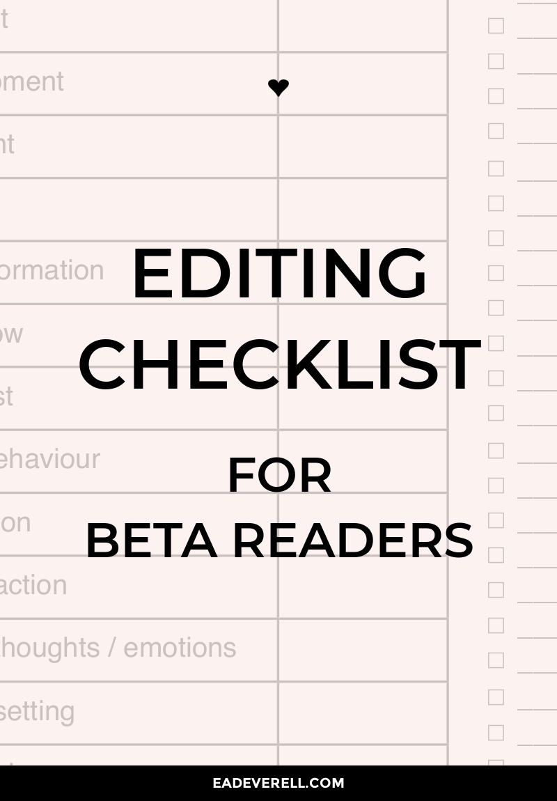 Editing Checklist For Writers Beta Readers