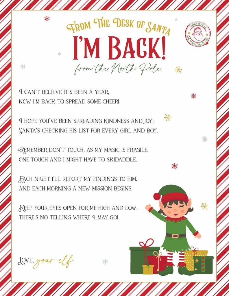 Elf On The Shelf Return Letter Free Printable And Editable
