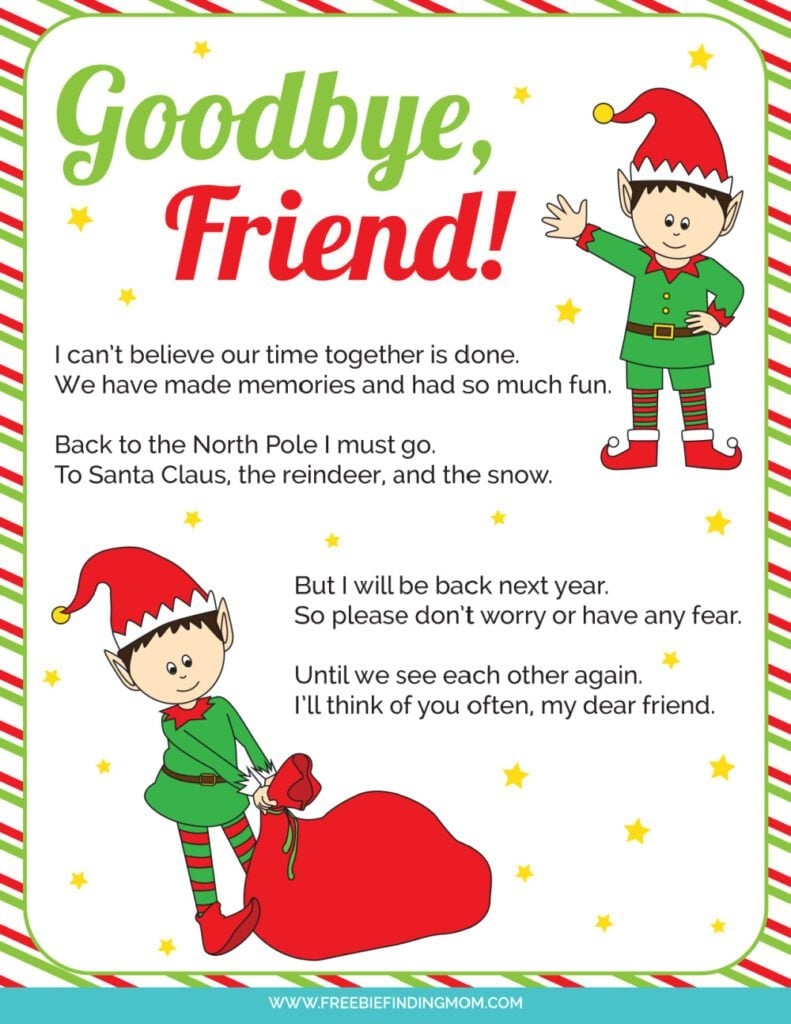 Elf On The Shelf Goodbye Letter Free Printable