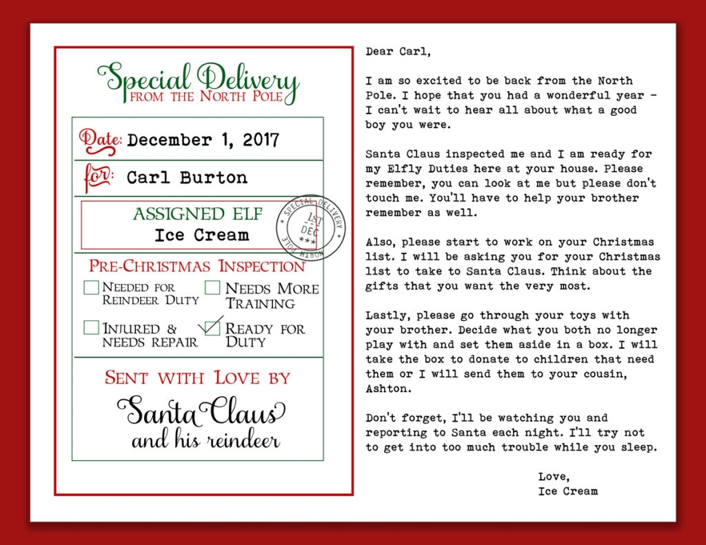Elf Return Letter Free Printable Free Editable Arrival Letter From Your Elf