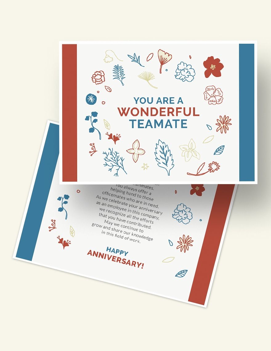 Employee Anniversary Card Template In Pages Publisher Word Illustrator PSD Download Template