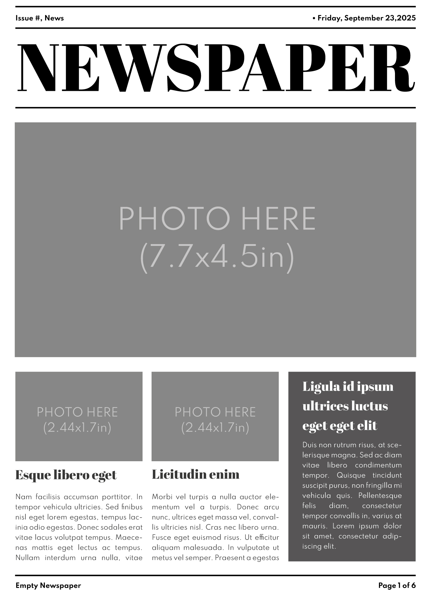 Free Printable Newspaper Edit Online