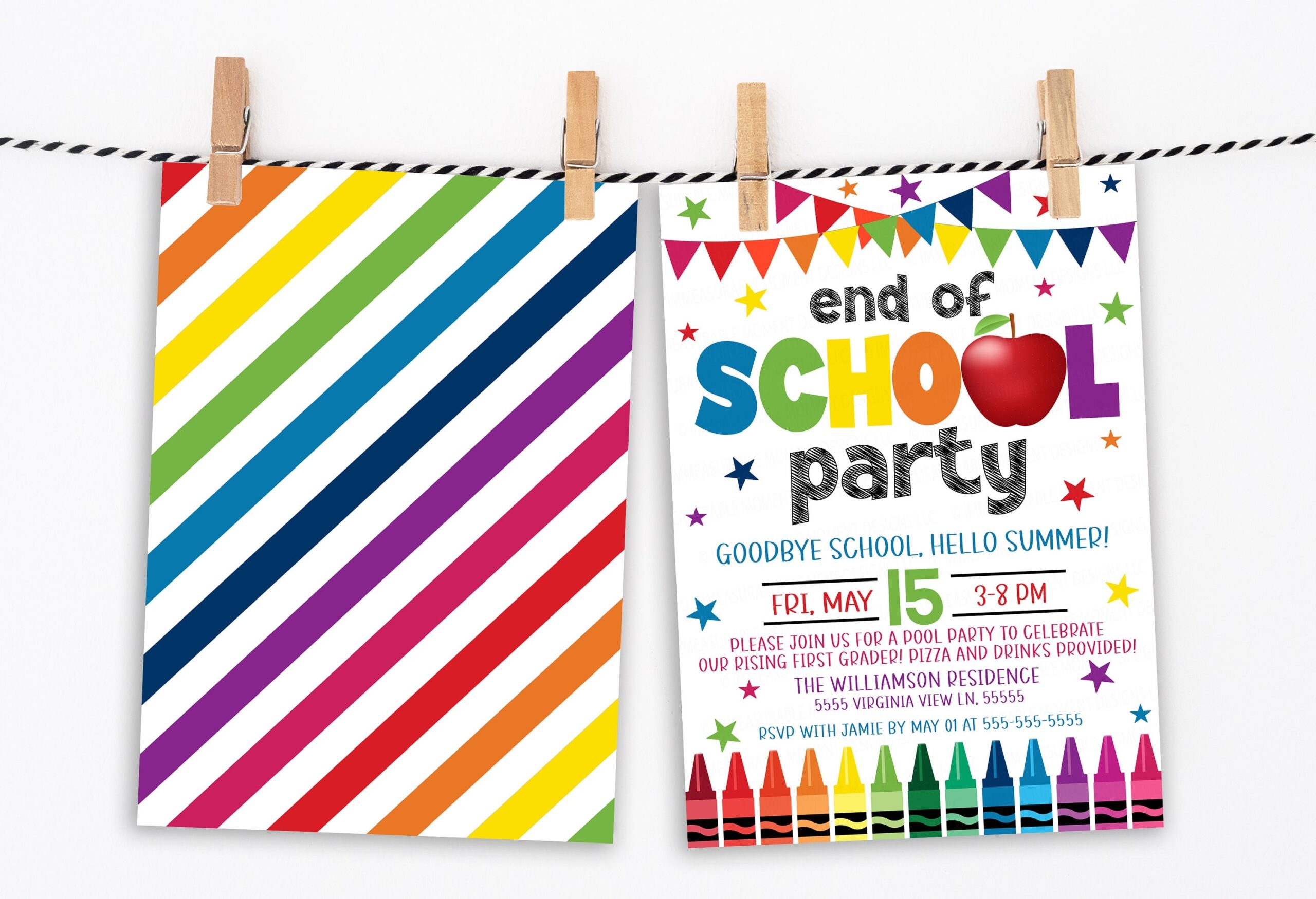 End Of School Party Invitation Editable Last Day Of School Party Invite Preschool Prek Kindergarten Graduation Celebration Classroom Etsy