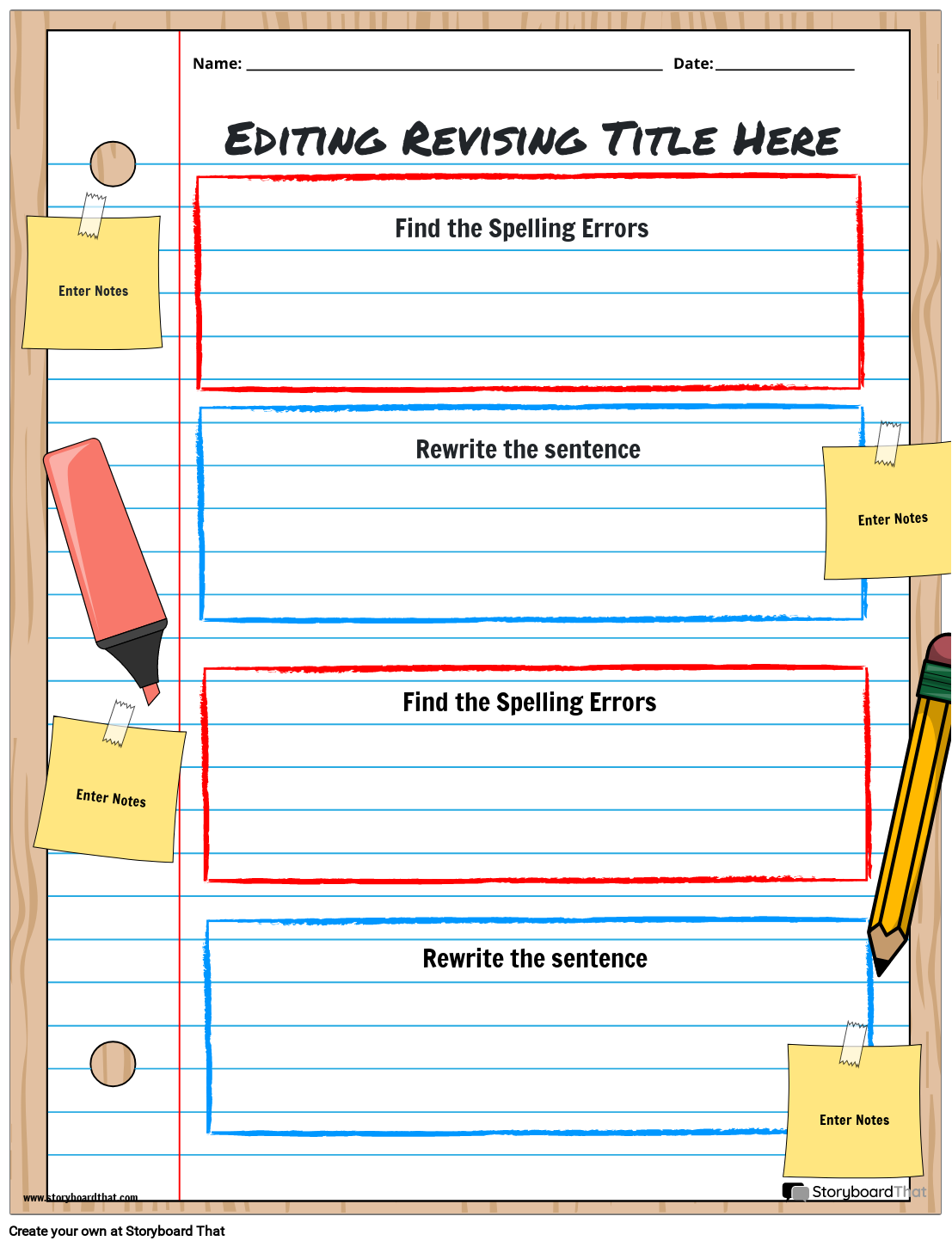 Essay Editing Revising Worksheets By Storyboard That