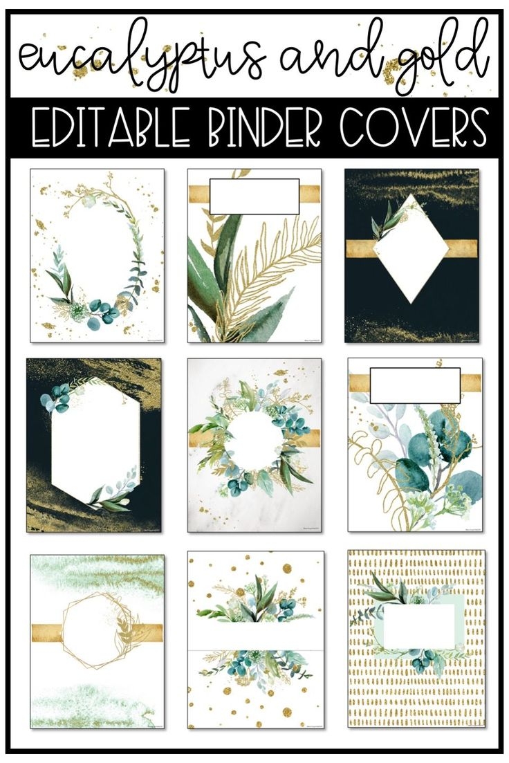 Printable Binder Covers Editable Gold