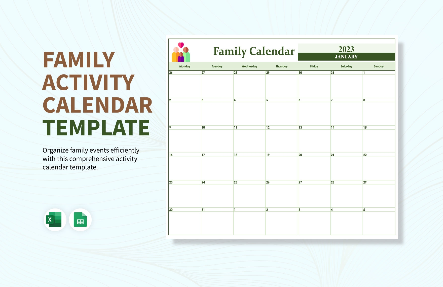 Family Activity Calendar Template In Excel Google Sheets Download Template