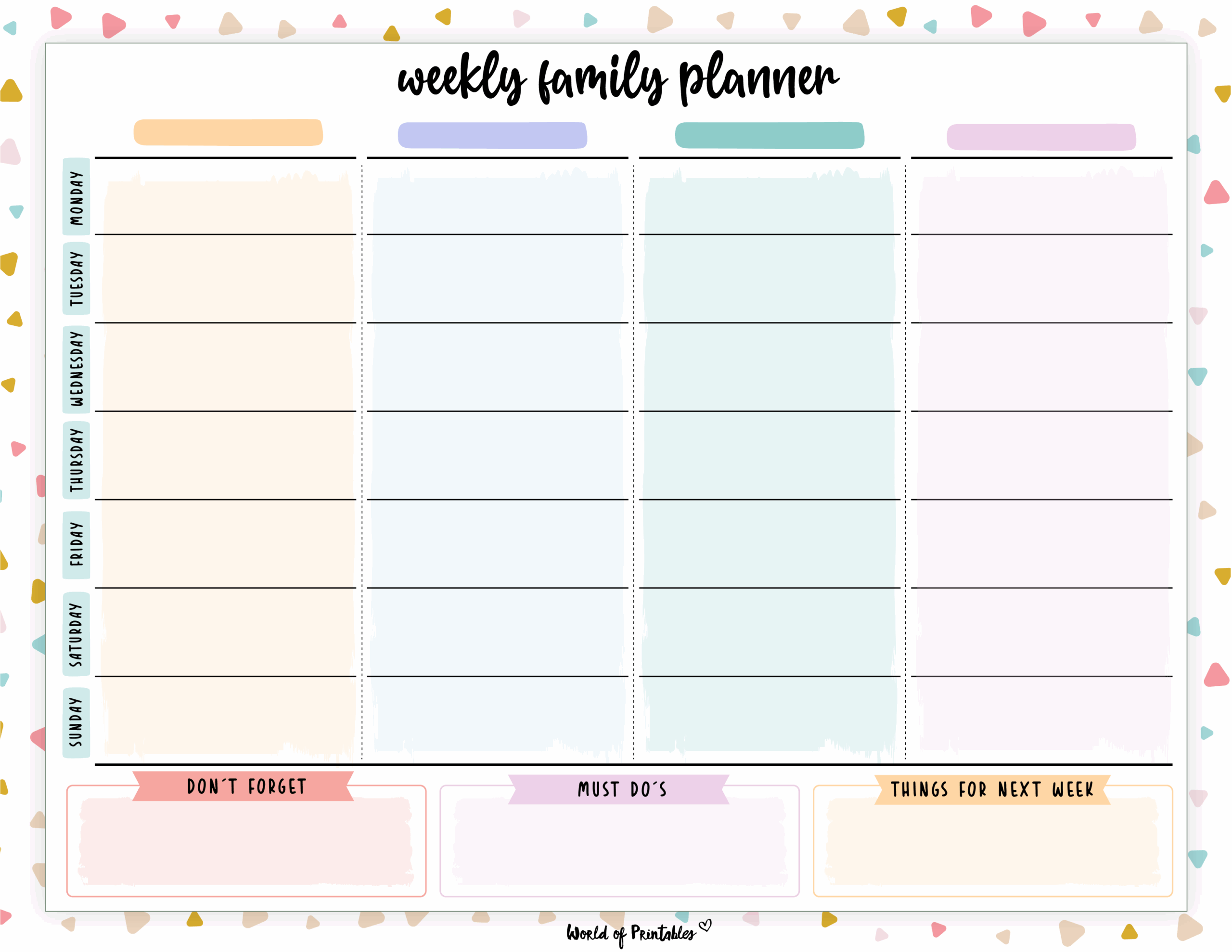 Family Planner World Of Printables