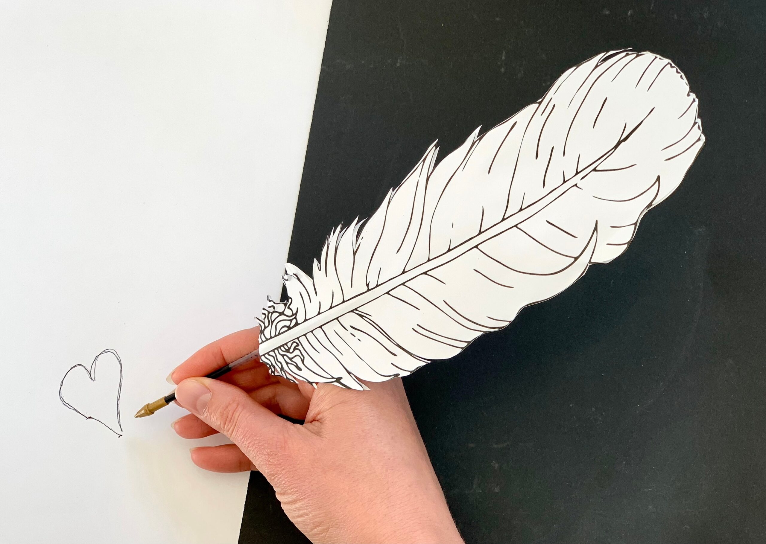 Feather Quill Pen Printable Activity Sheet A4 PDF Template Adult 3D Paper Craft Teaching Resource Vegan Kids Family Colouring Etsy Israel