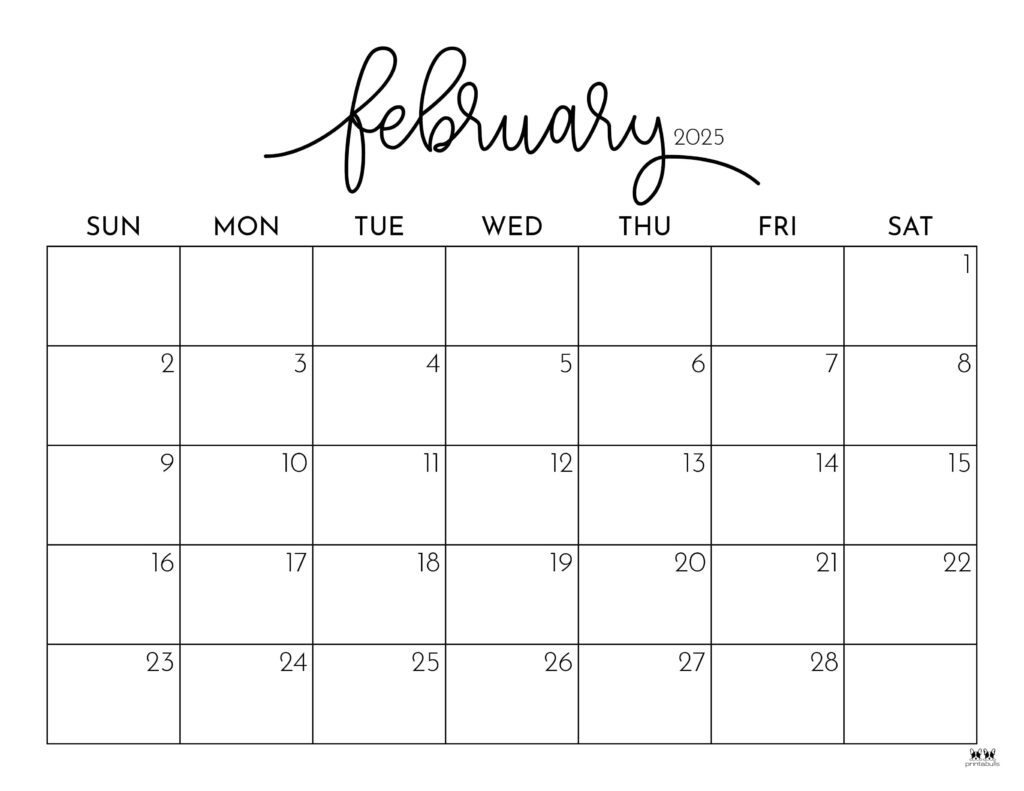 February Printable Calendar Editable