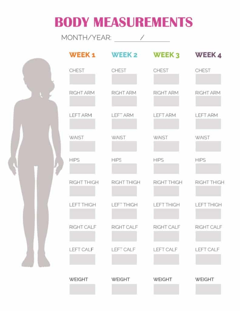 Weight Loss Measurement Tracker Printable Editable