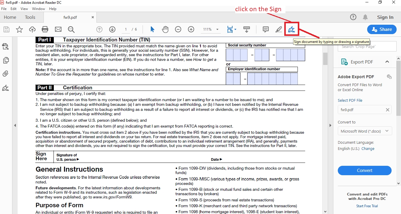 Printable And Editable W-9