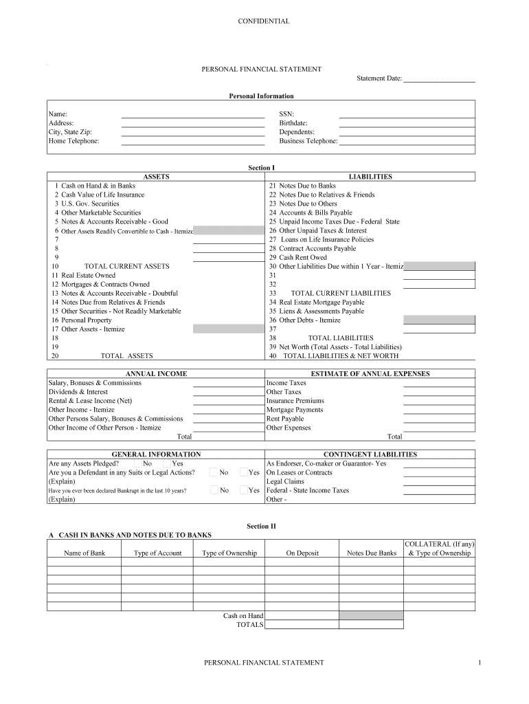Financial Statement Fill Online Printable Fillable Blank PdfFiller