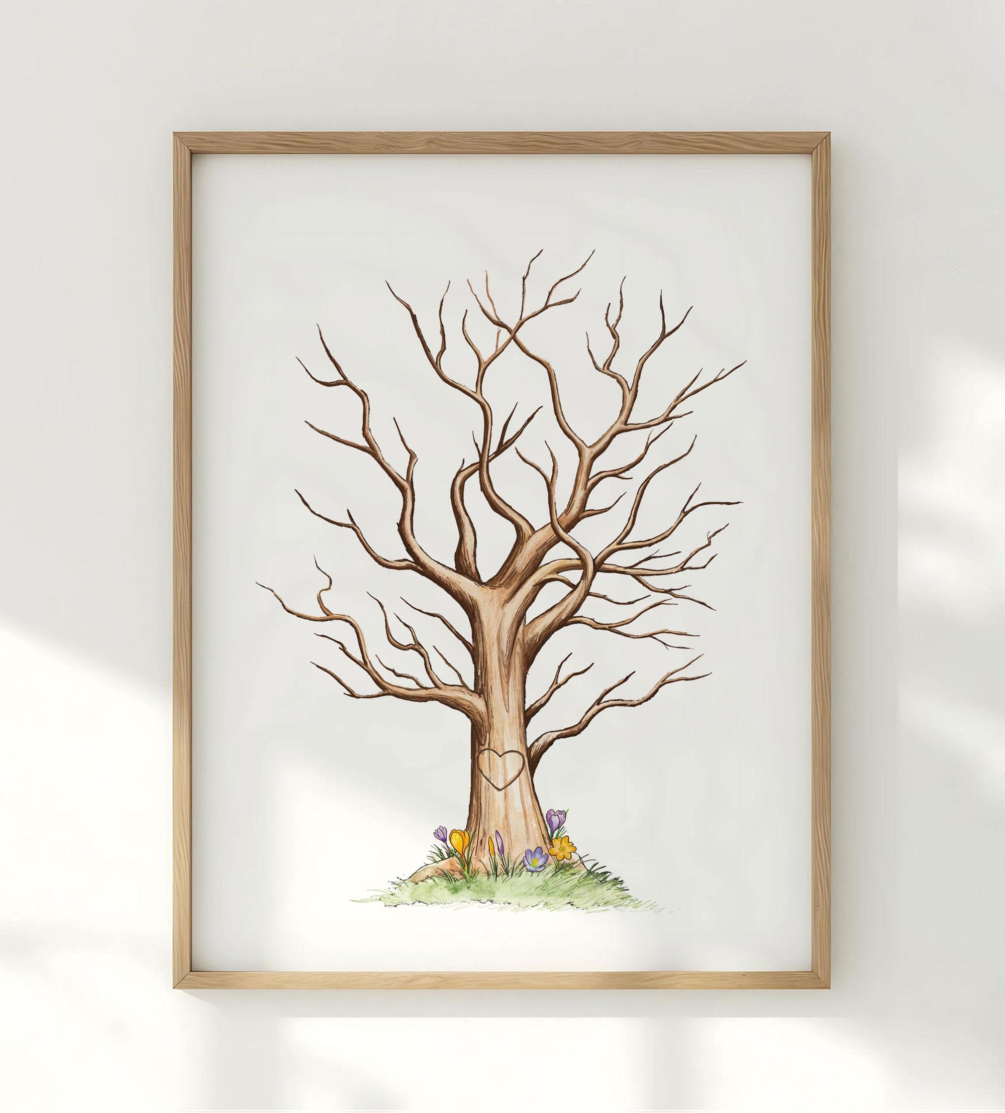 Fingerprint Tree Printable Guestbook Blank Finger Print Tree Template With Heart Fingerprint Tree Download Instant Download FP02 Etsy