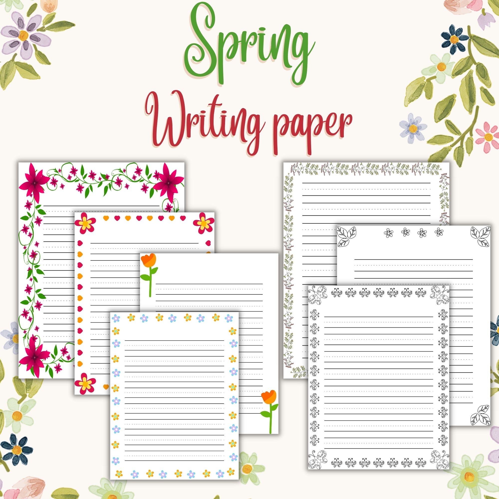 Flower Handwriting Paper Writing Template Paper Spring Border Themed Made By Teachers