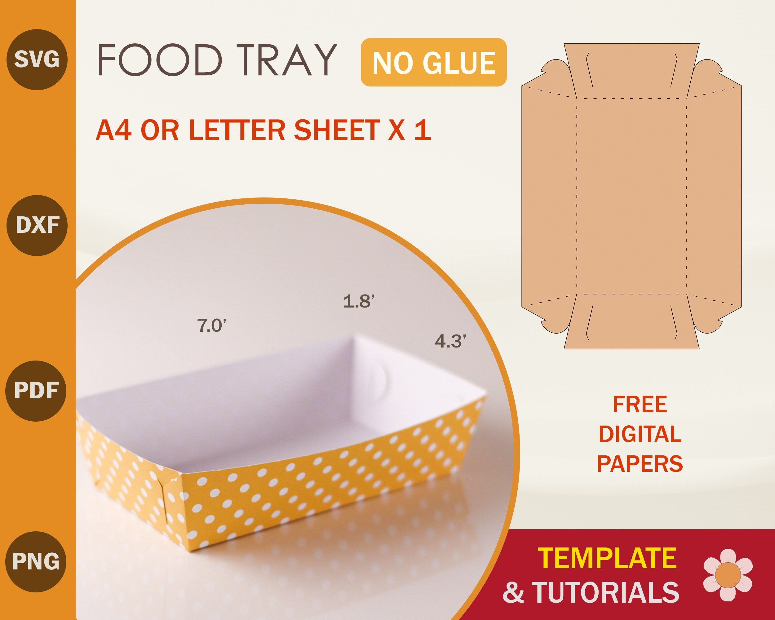 Food Tray Template Treat Tray Template Food Tray SVG Cricut Cut Files Silhouette Cut Files Etsy