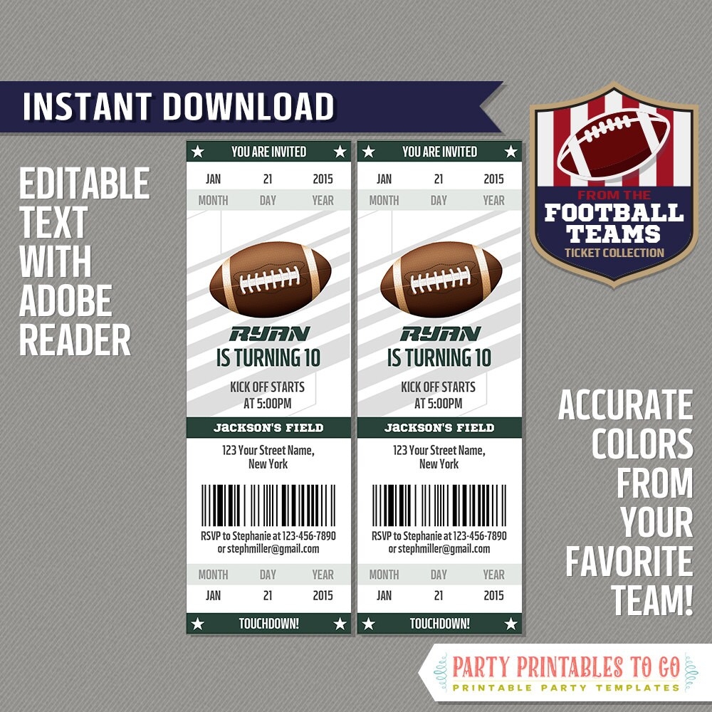 Printable And Editable Football Tickets