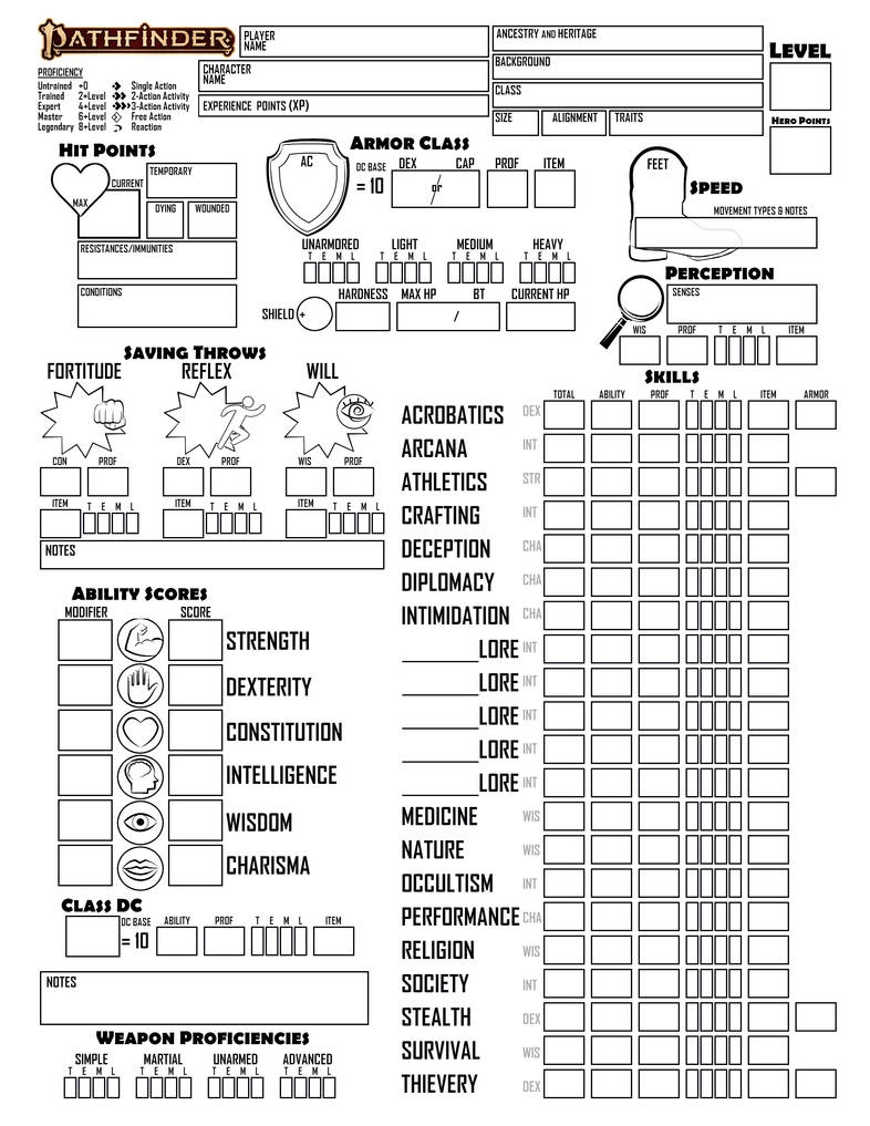 Form Fillable Pathfinder 2e Character Sheet By 3Fangs On DeviantArt