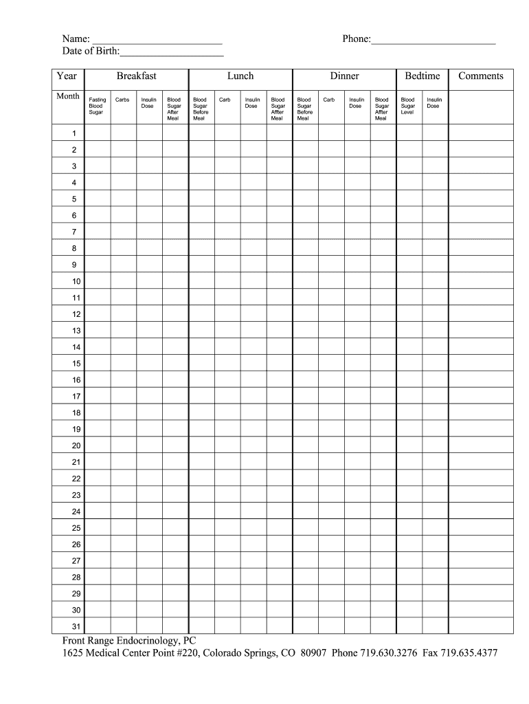 Forms To Record Diabetic Info Fill Online Printable Fillable Blank PdfFiller