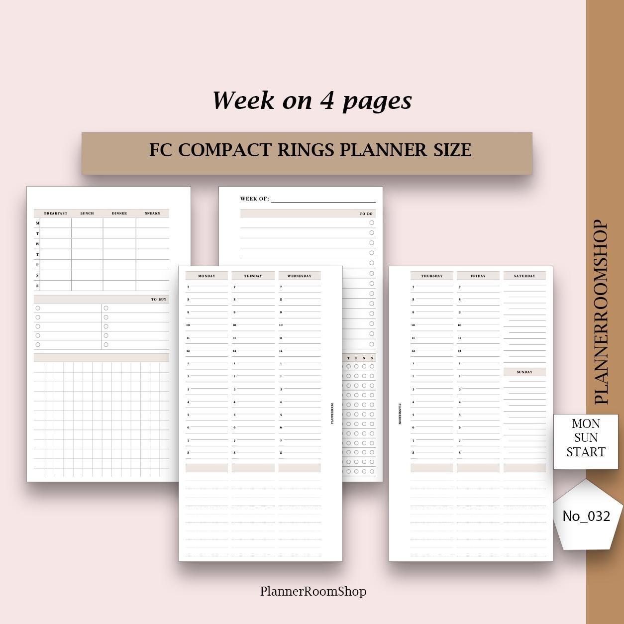 FRANKLIN COVEY Compact Printable Weekly Vertical On 4 Pages Undated Small Grid Inserts Franklin Covey Refill Printable FC Compact 032 Etsy