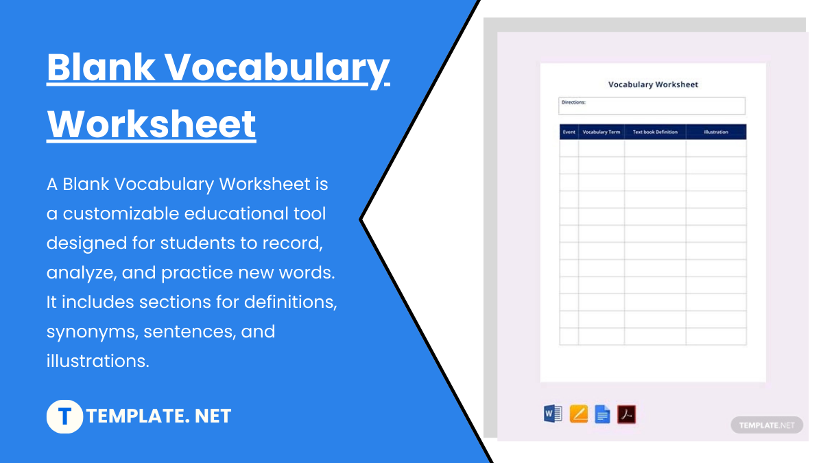 Free 12 Blank Vocabulary Worksheet Templates Word PDF