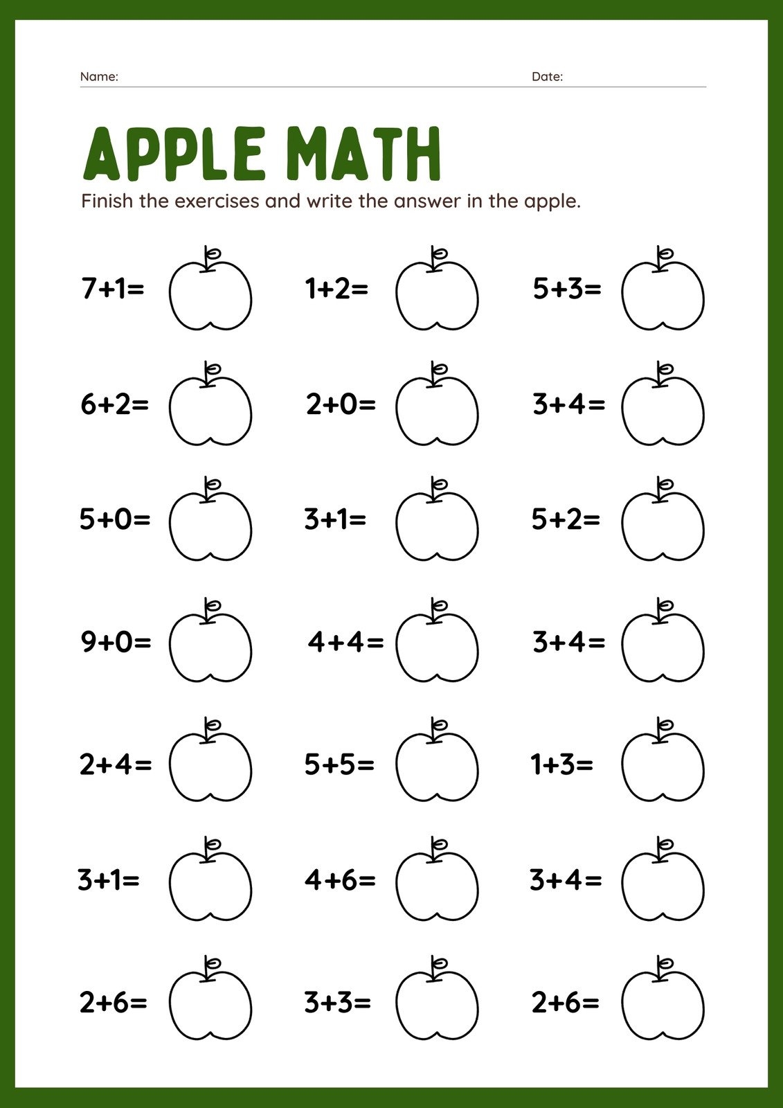 Free Printable Editable First Grade Math Test