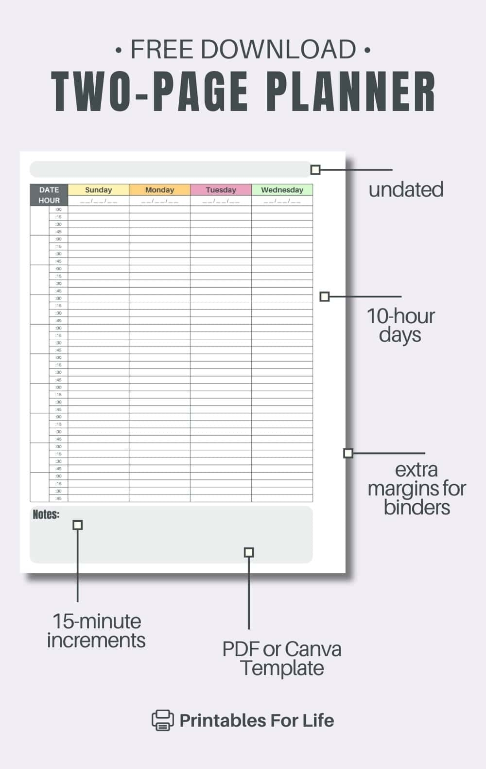 FREE 2 Page Weekly Planner Printable
