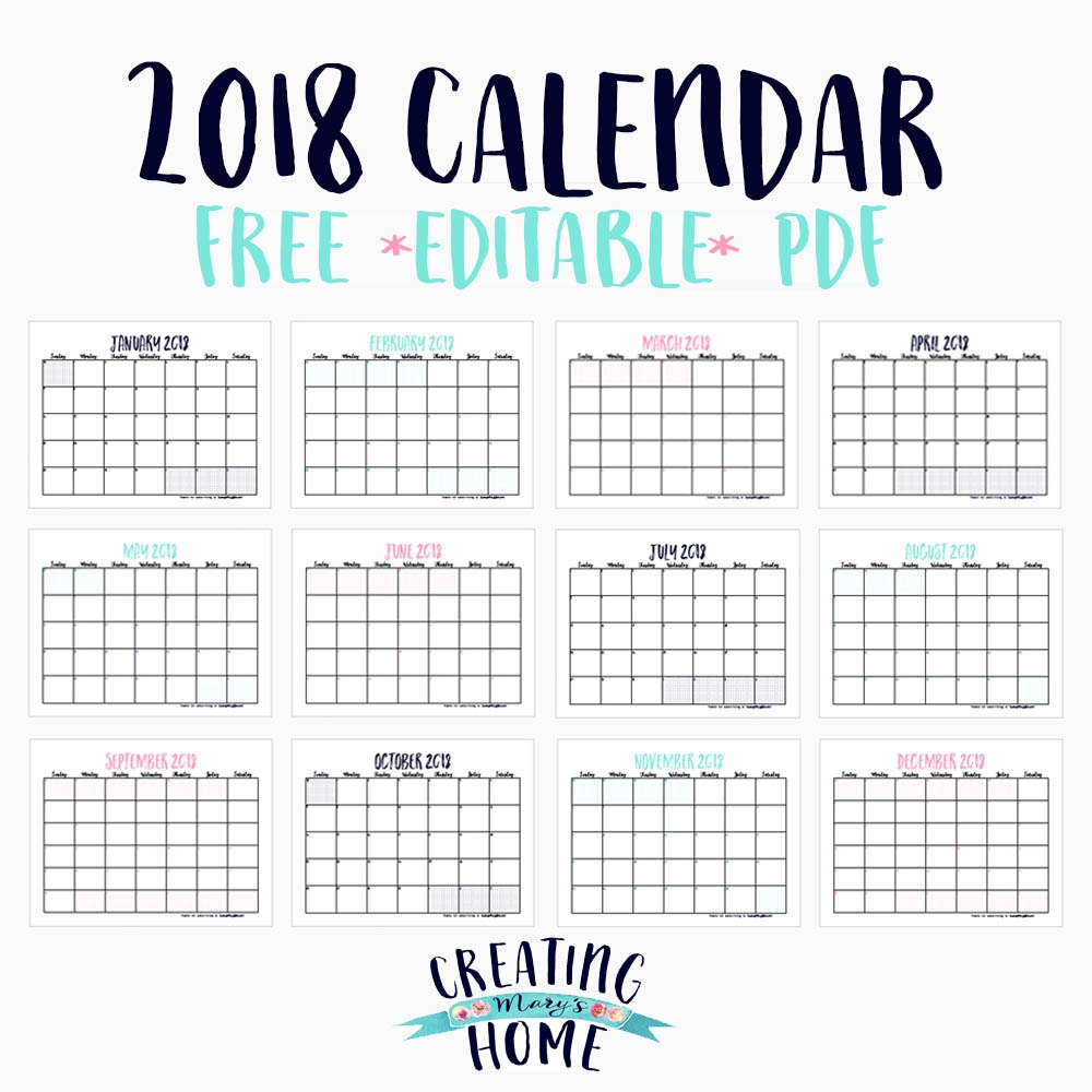 June2018 Calendar Printable Editable