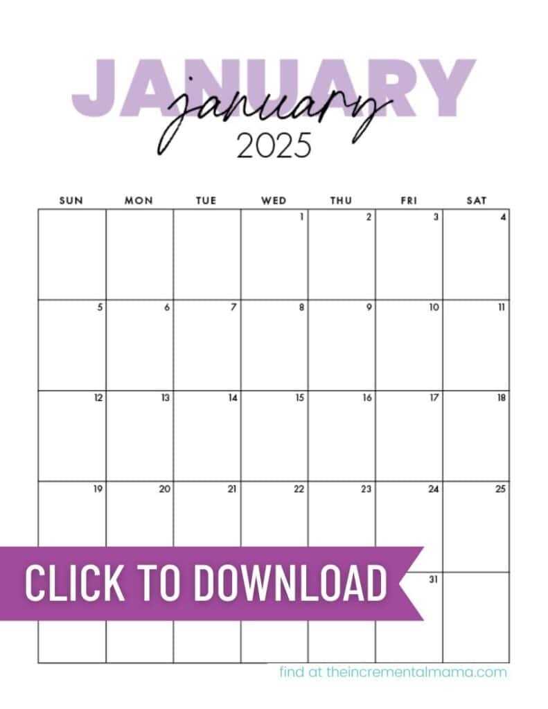 Free 2025 Monthly Calendar Template January To December