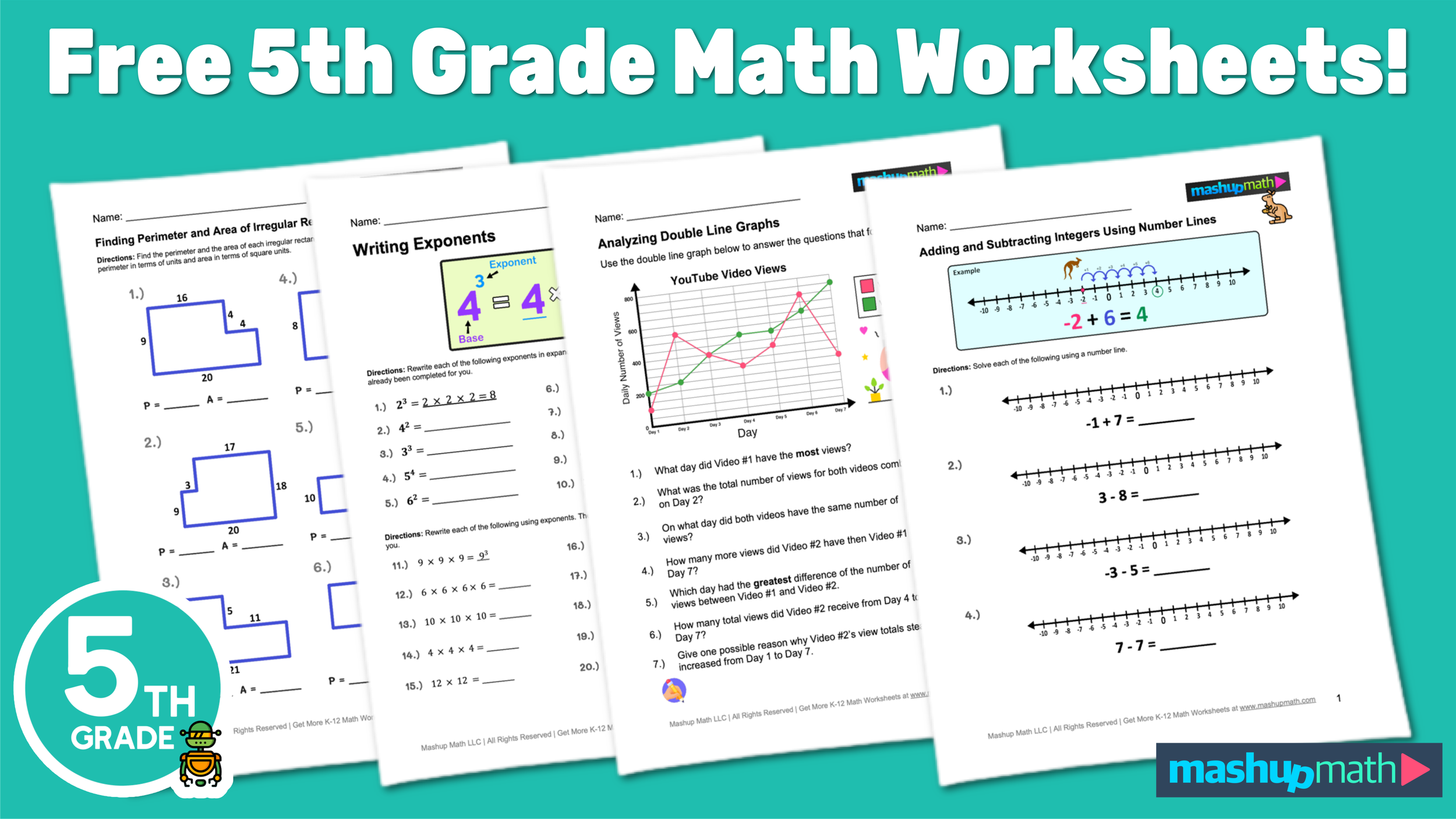 Free 5th Grade Math Worksheets Printable W Answers Mashup Math