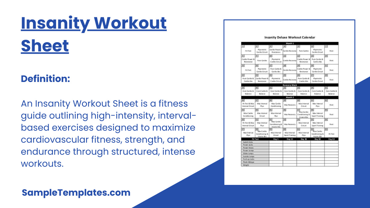 FREE 6 Insanity Workout Sheet Samples Templates In Word PDF Excel