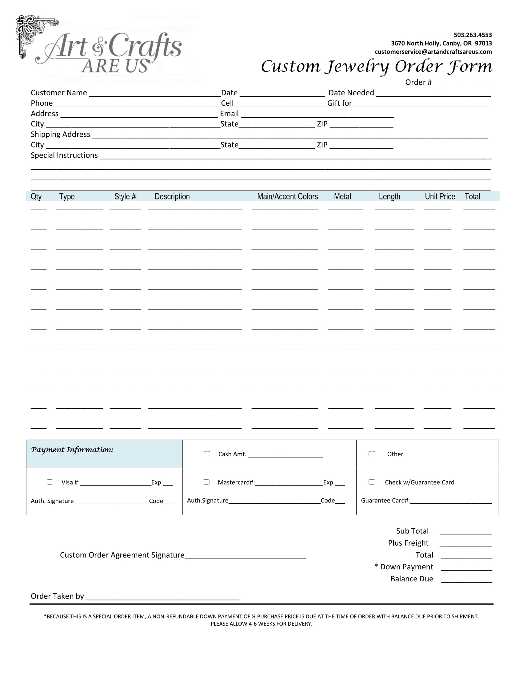 FREE 6 Jewelry Order Forms In PDF MS Word Excel