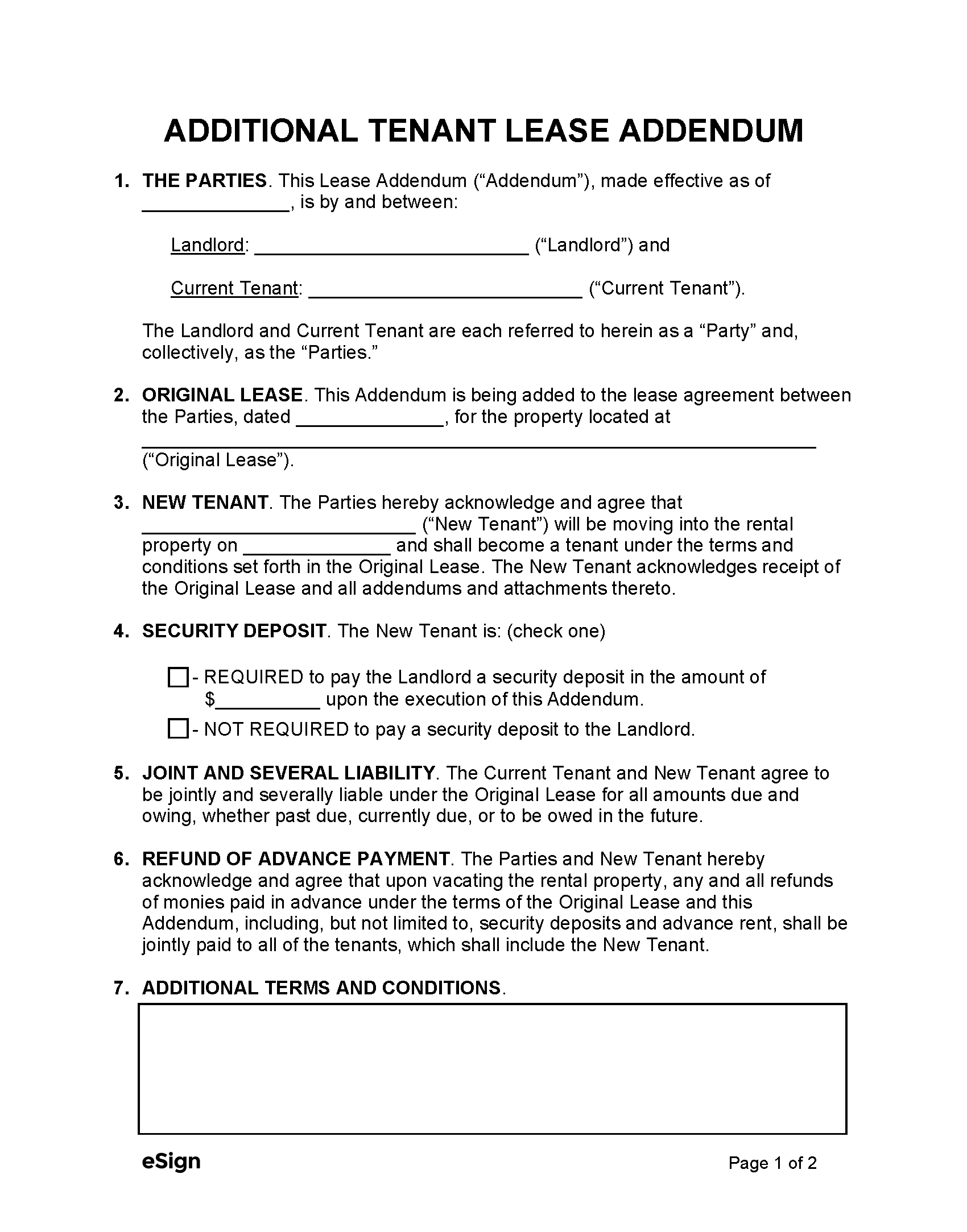 Amendment To Residential Lease Editable And Printable