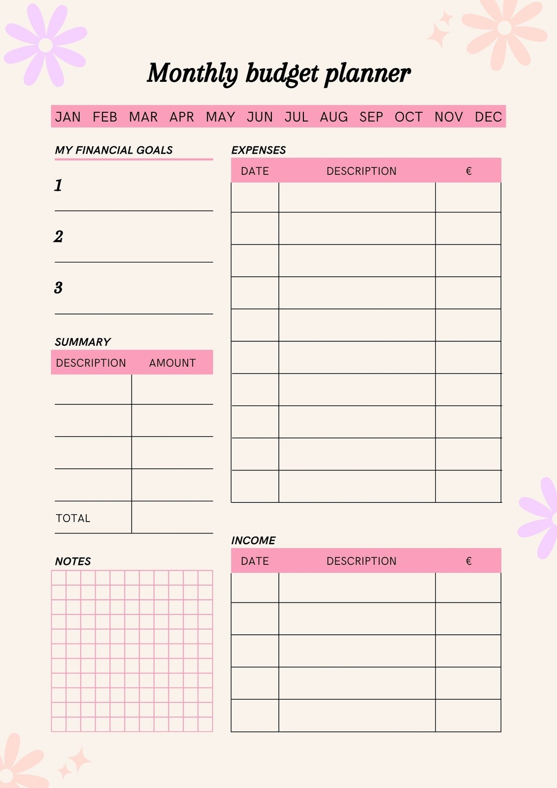 Editable Printable Preschool Yearly Budget Sample