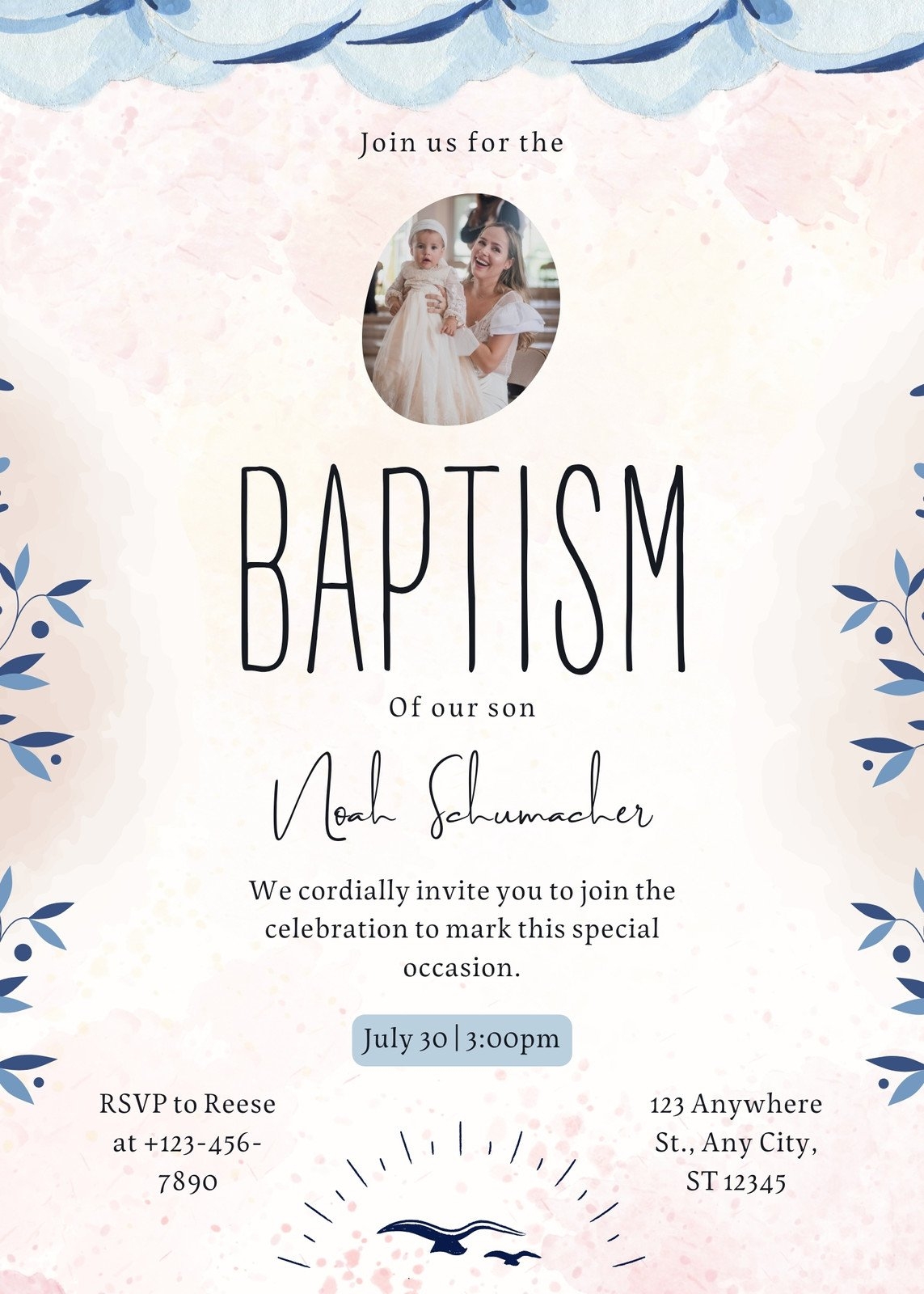 Free Editable Printable Baptism Invitations