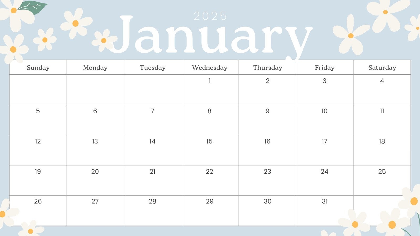 Free And Editable January 2025 Calendar Templates Canva