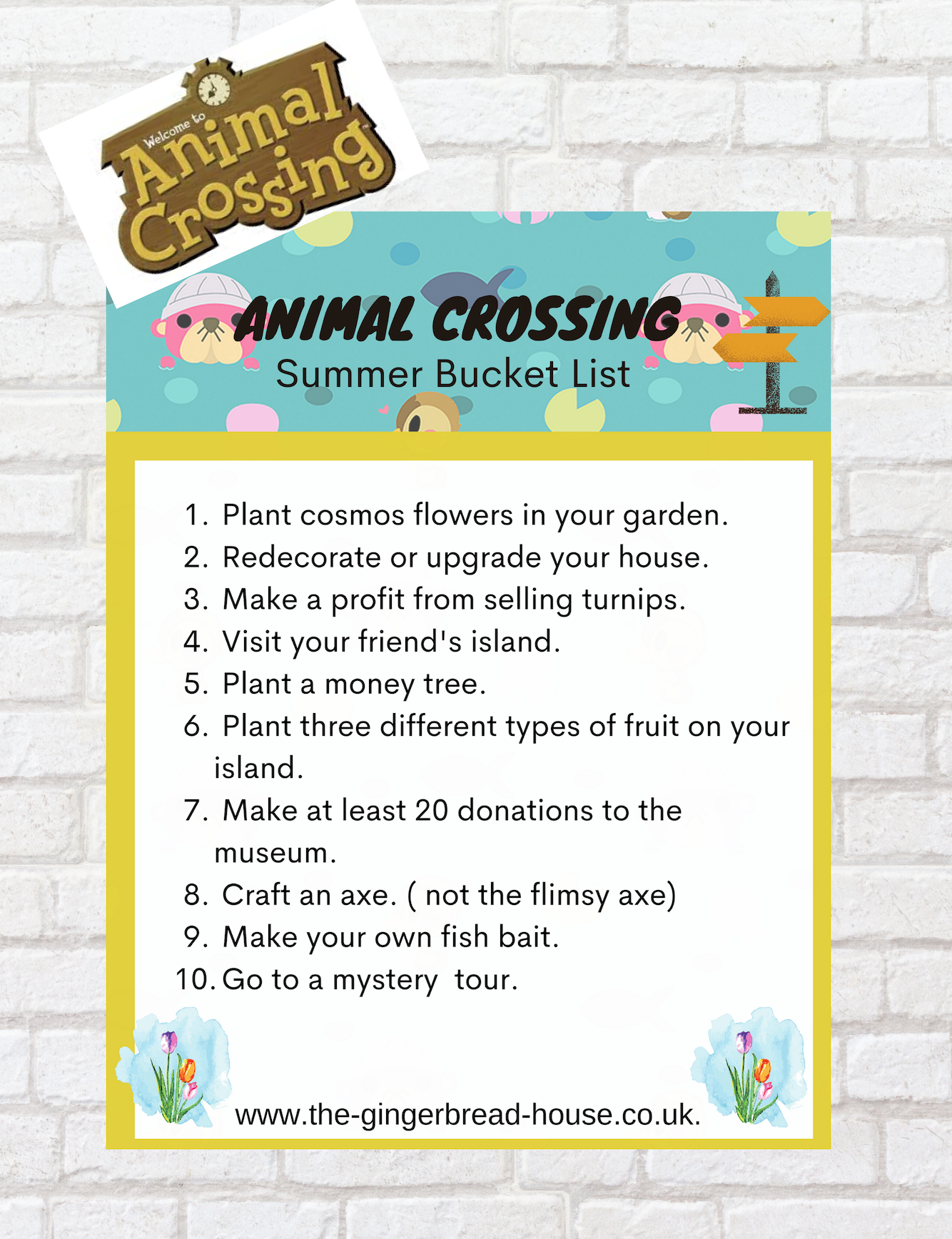 Free Animal Crossing Summer Bucket List Printable The gingerbread house co uk