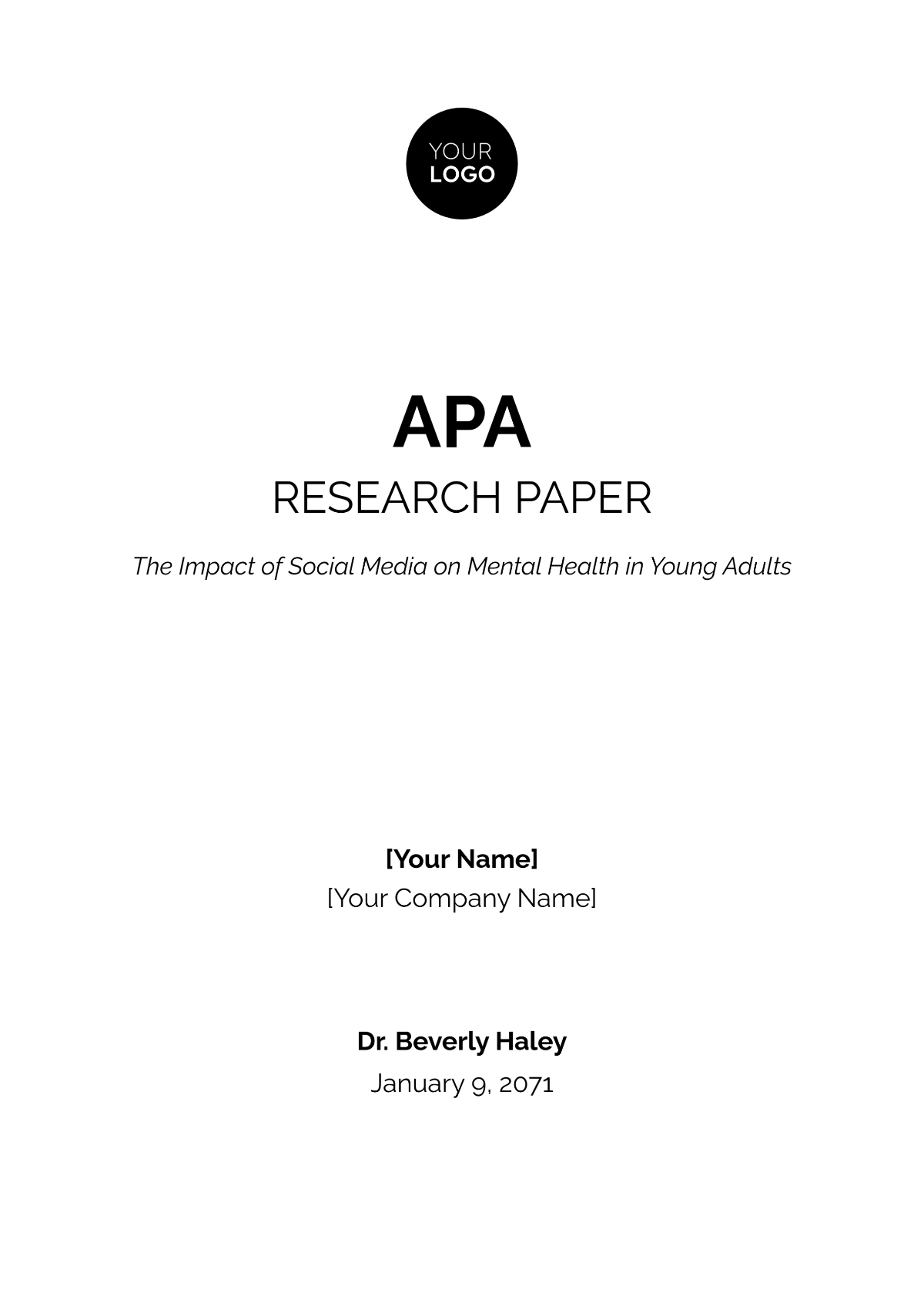 Free APA Templates To Edit Online Print