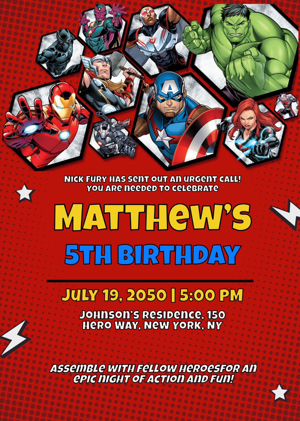 Free Avengers Superhero Invitation Template To Edit Online