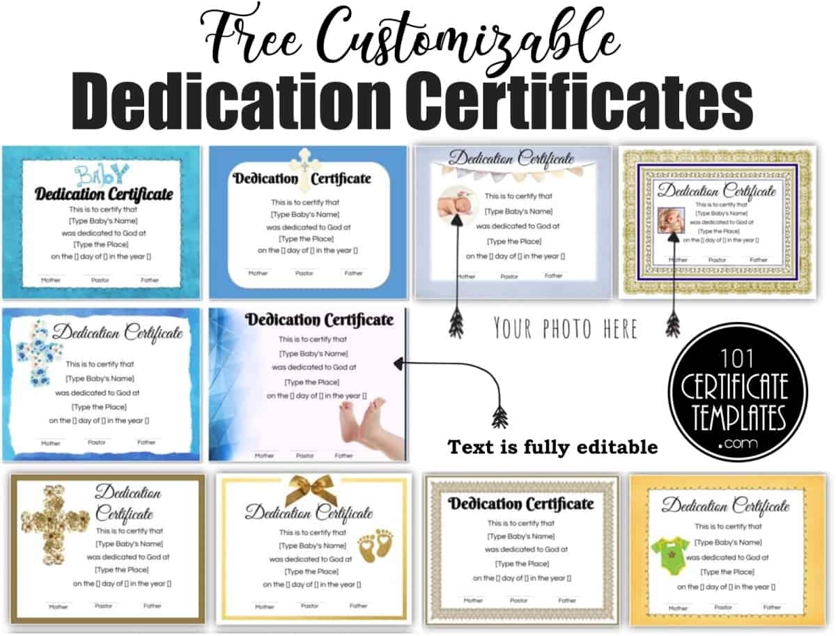 Printable Baby Dedication Certificate That Allow You To Edit Names