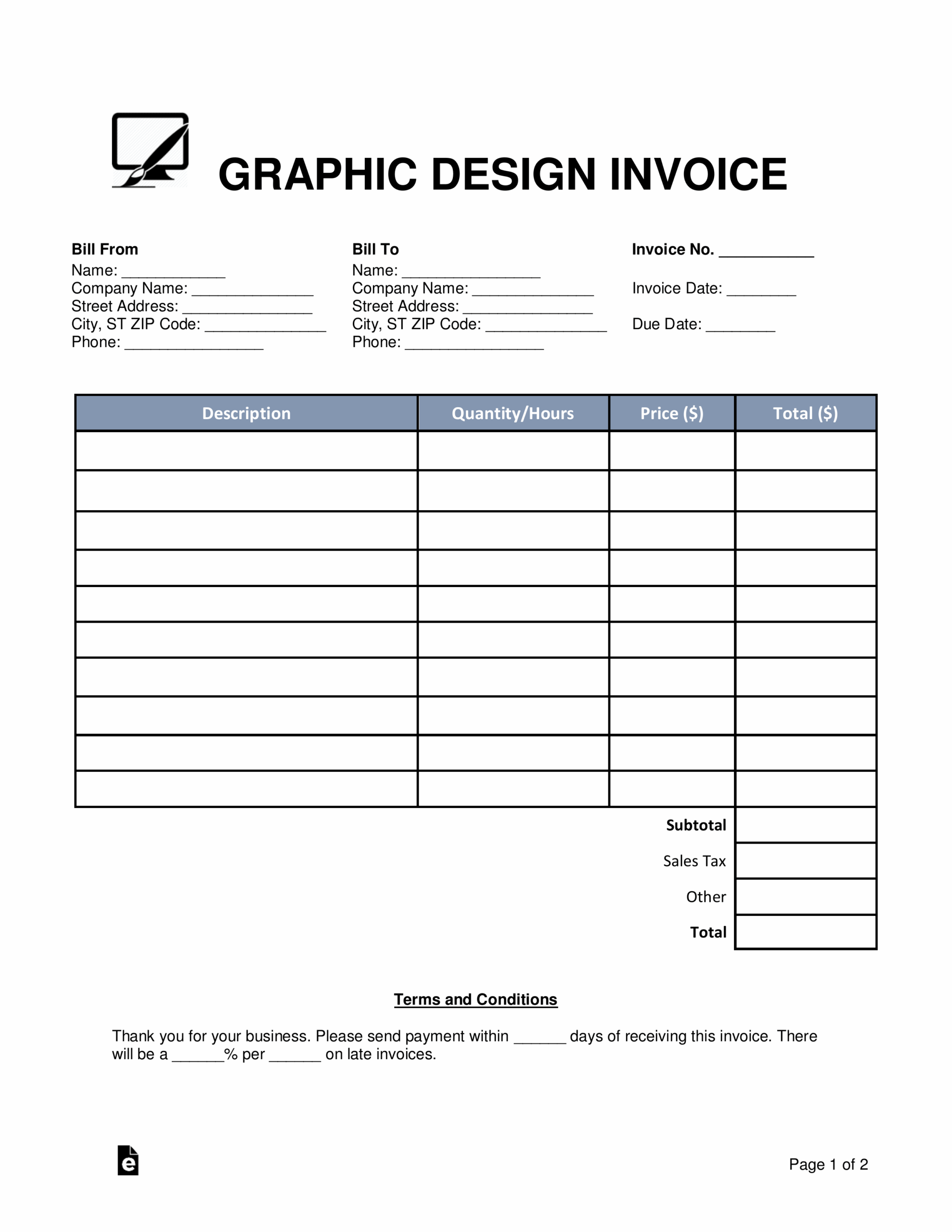 Free Printable Editable Invoice Templates