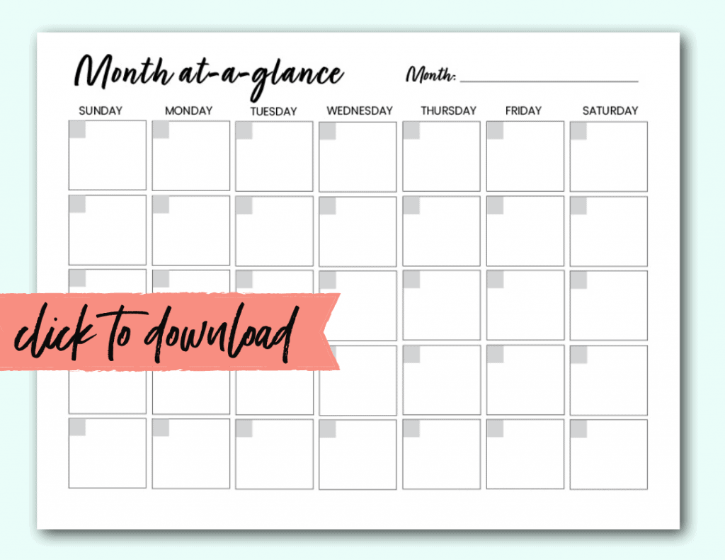 Free Blank Monthly Calendar Template PDF The Incremental Mama