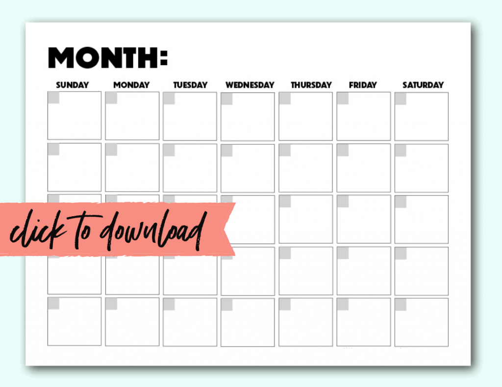 Free Blank Monthly Calendar Template PDF The Incremental Mama