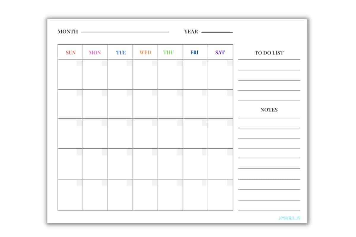 Planner Printable Editable Monthly Due Dates