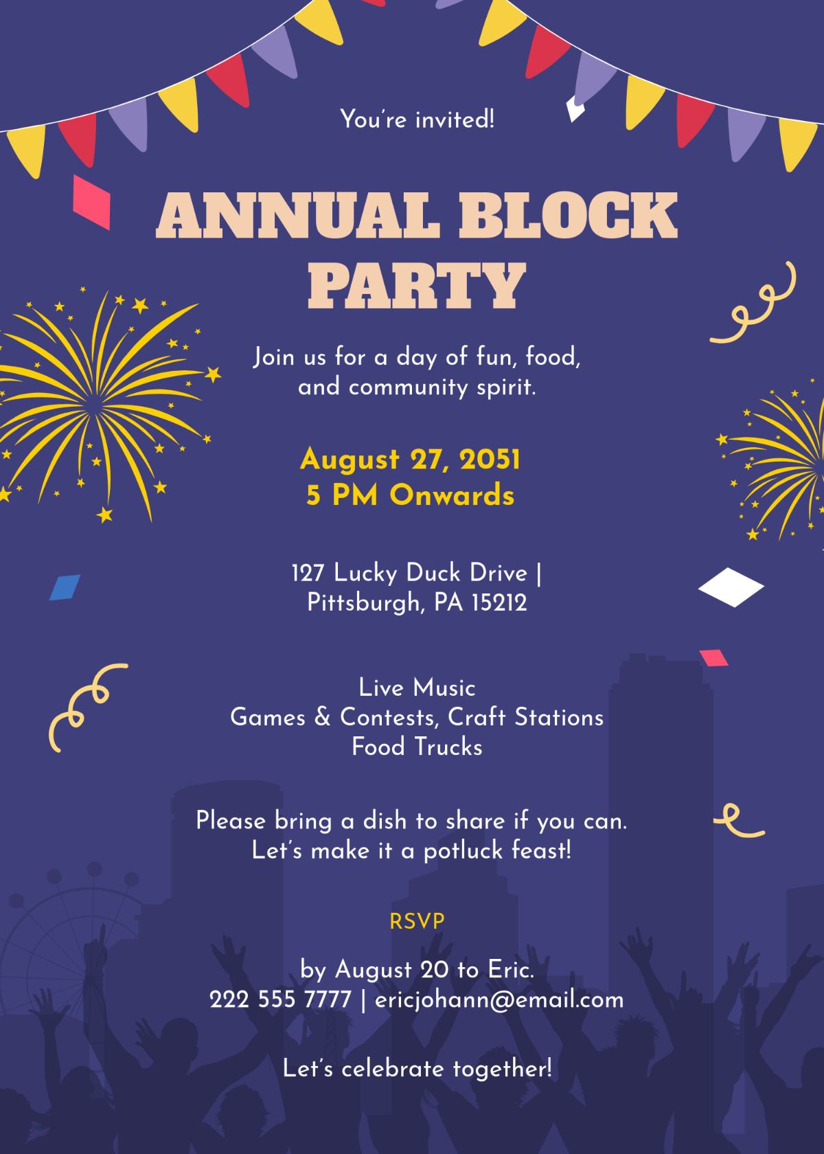 Free Block Party Invitation Template To Edit Online