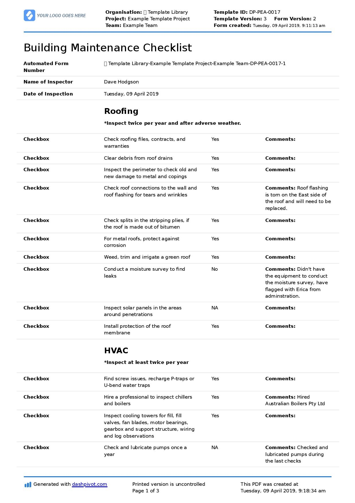 Free Building Maintenance Checklist Better Than PDF And Excel