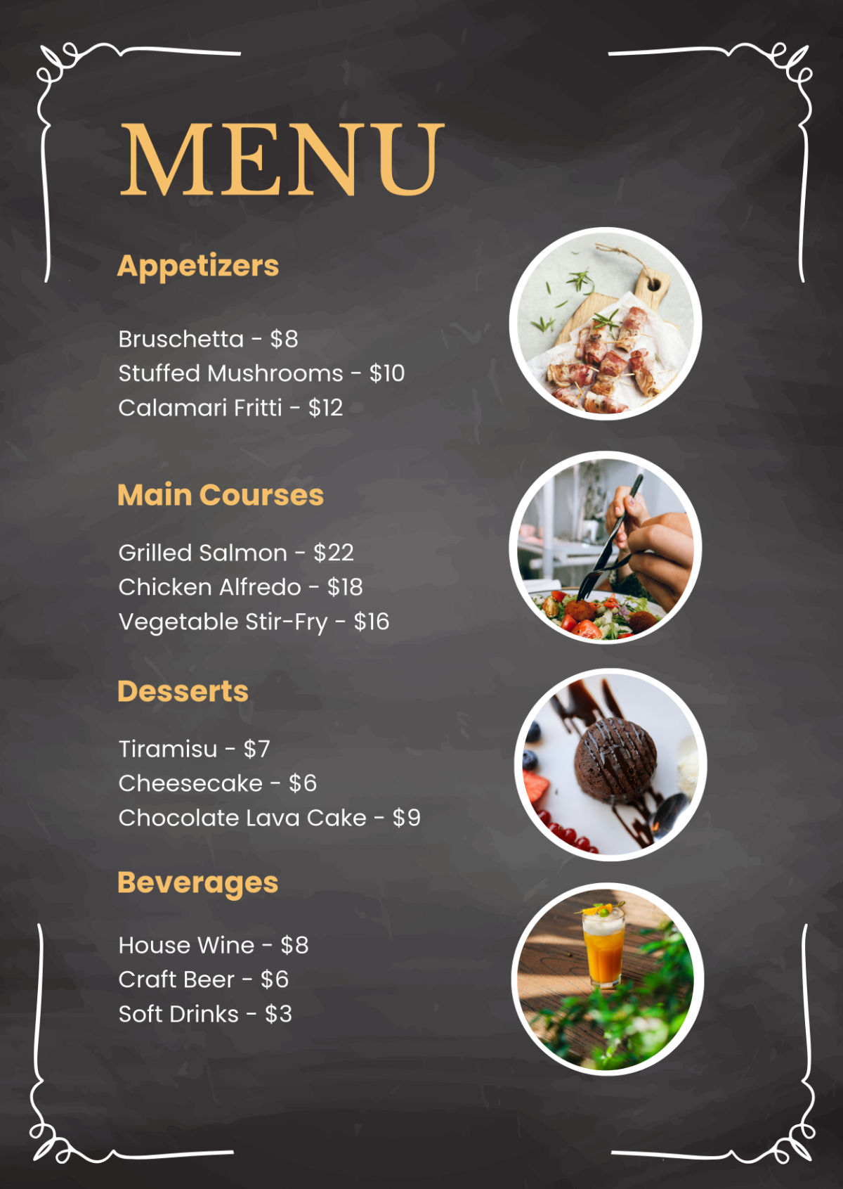 Free Chalkboard Menu Template To Edit Online