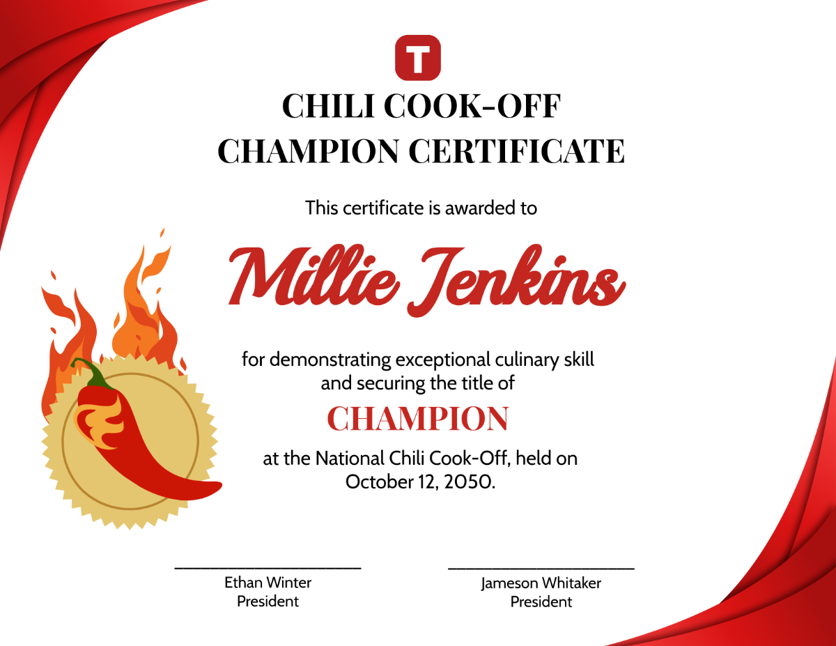 1st Place Chili Cookoff Editable Printable Free